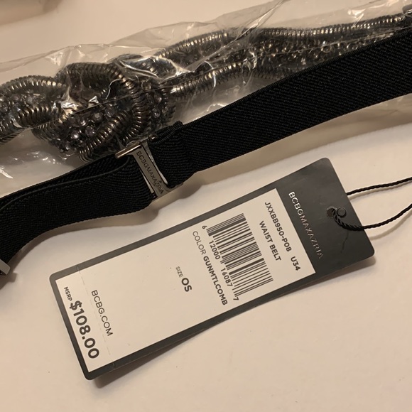 BCBG WAIST BELT GEM KNOTTED GUNMETAL TONED - Picture 10 of 11